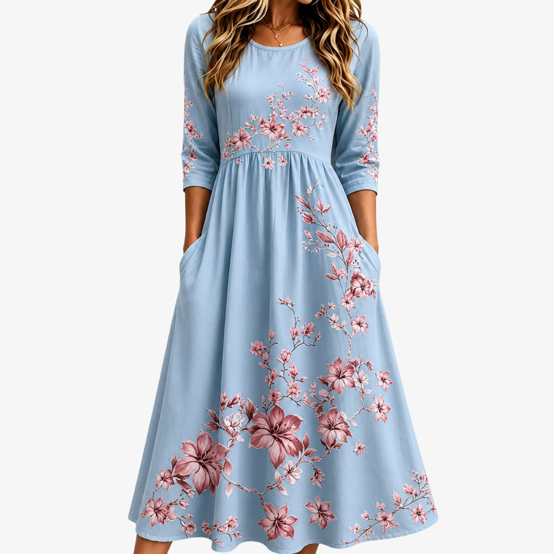 Sky Blossom Weekend Midi Jurk
