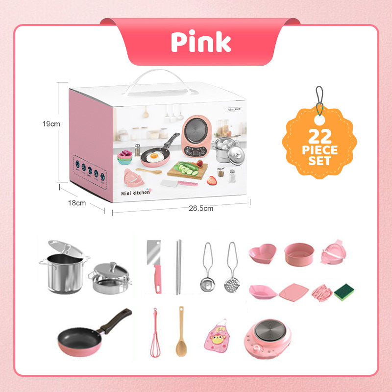 🎁[Beste cadeau voor kinderen]🍳Echt kookgerei voor kinderen Mini keukenspeelgoed - 22-delige set