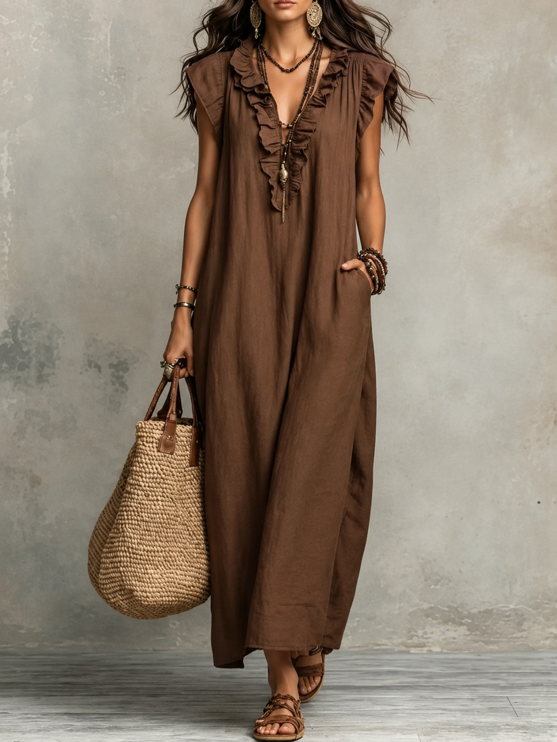 Camélia™ | Bohemian Buikcamouflerend Maxi Jurk