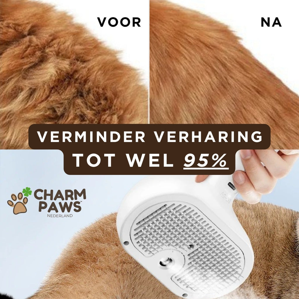 CharmPaws® Steami Pro - Professionele Vachtverzorgings Borstel voor alle Honden & Katten
