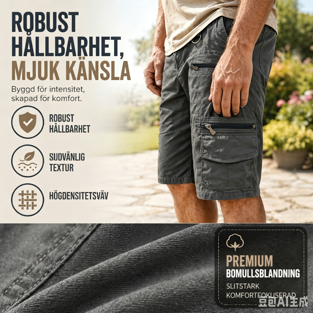 Heren outdoor shorts met 8 zakken – Duurzaam katoen & verstelbare taille – Perfect voor wandelen, vissen en reizen 🌲