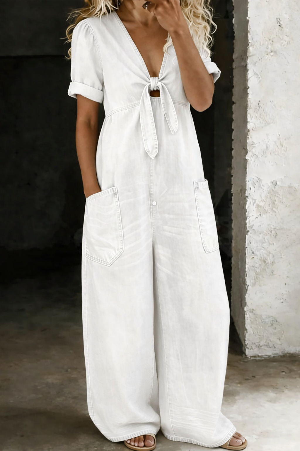 Jeanine | Denim Jumpsuit met Korte Mouwen