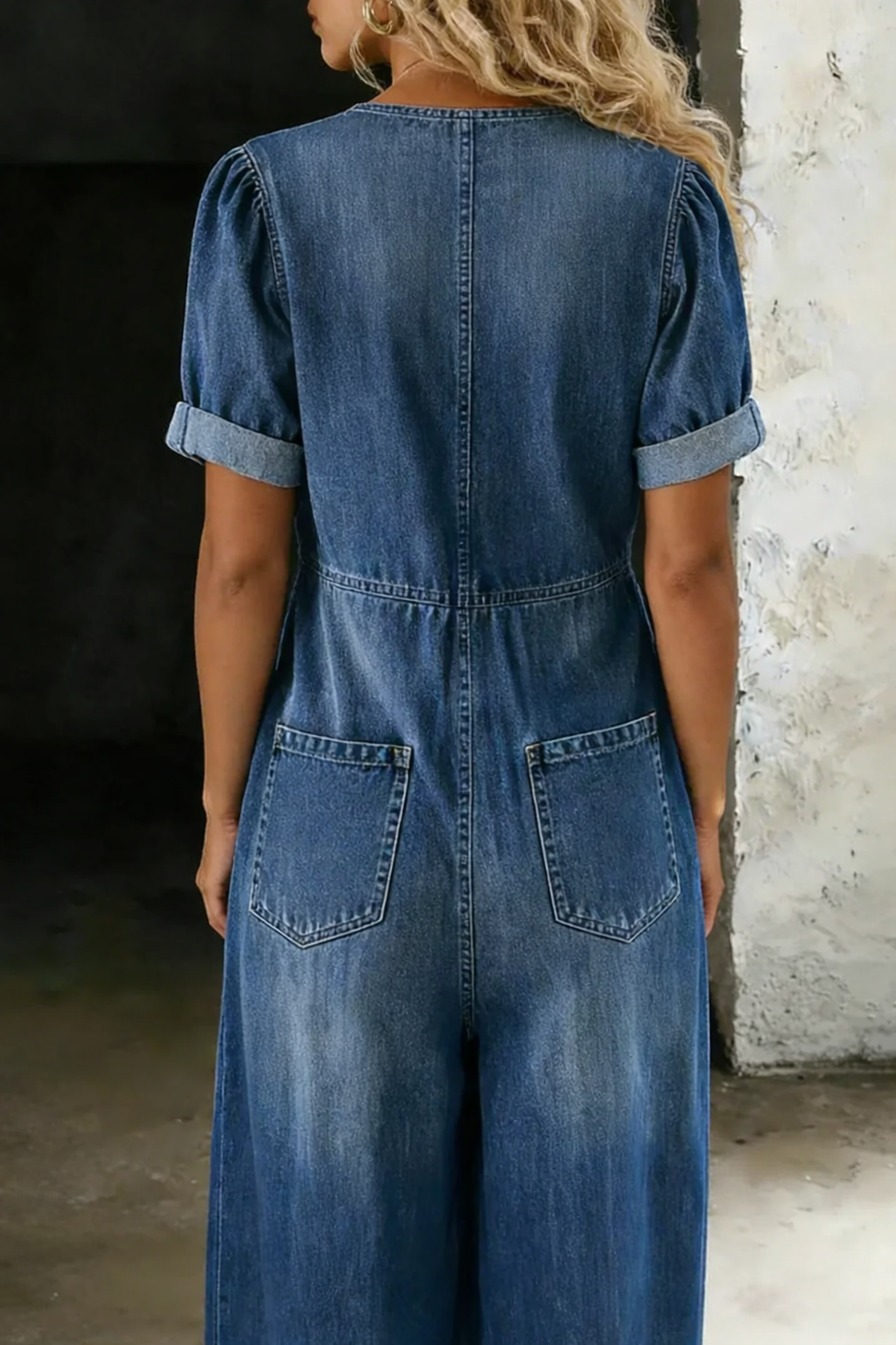 Jeanine | Denim Jumpsuit met Korte Mouwen