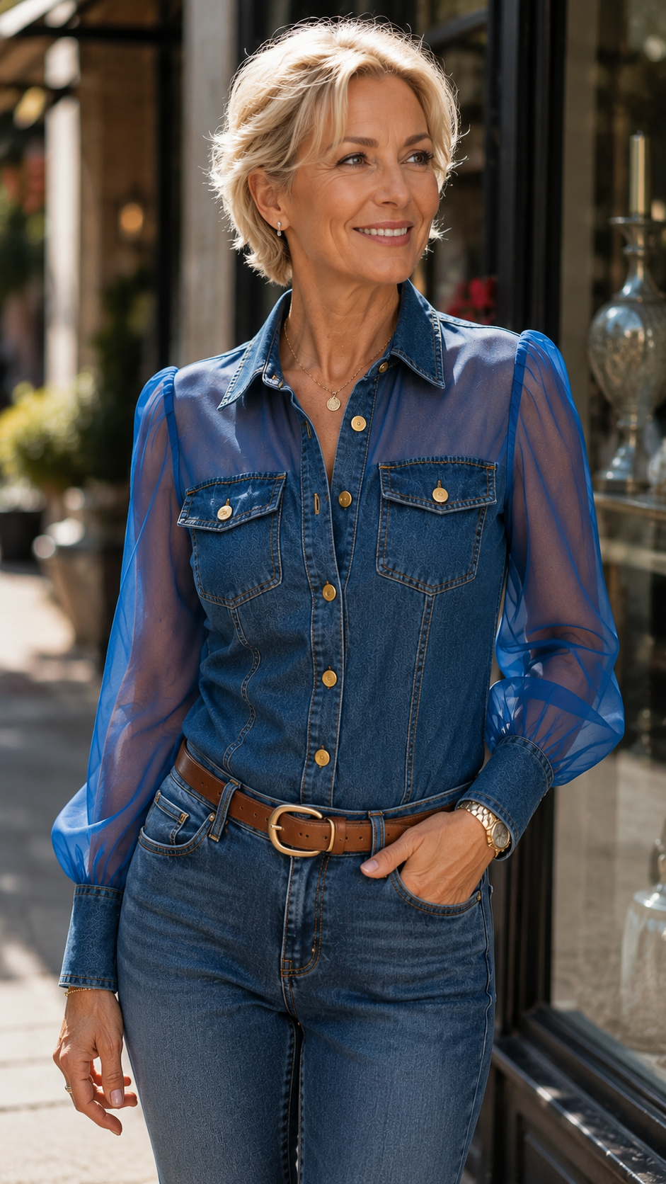 Carmen | Stijlvolle Denim-Look Blouse