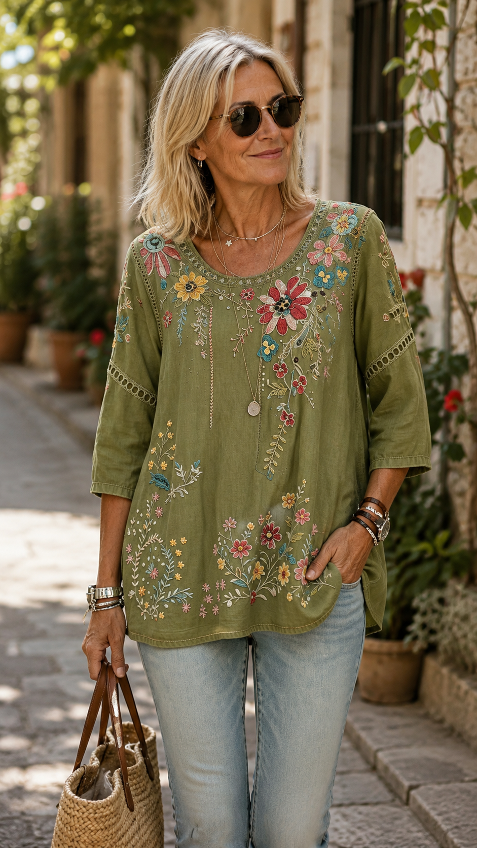 Babette | Vintage Blouse Met Bloemenpatroon