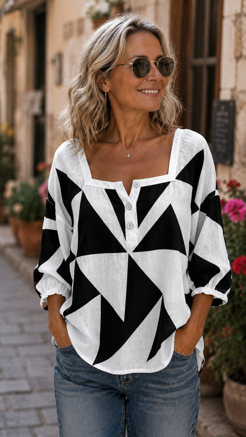 Beatrix | Comfortabele Geometrische Blouse