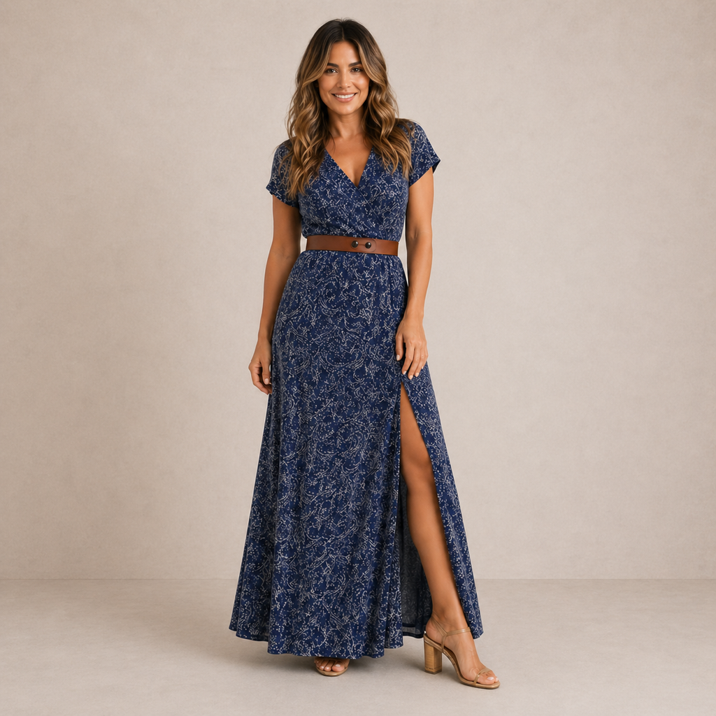 Sarisa™ | Gebloemde Buikcamouflerende Maxi Jurk + Riem