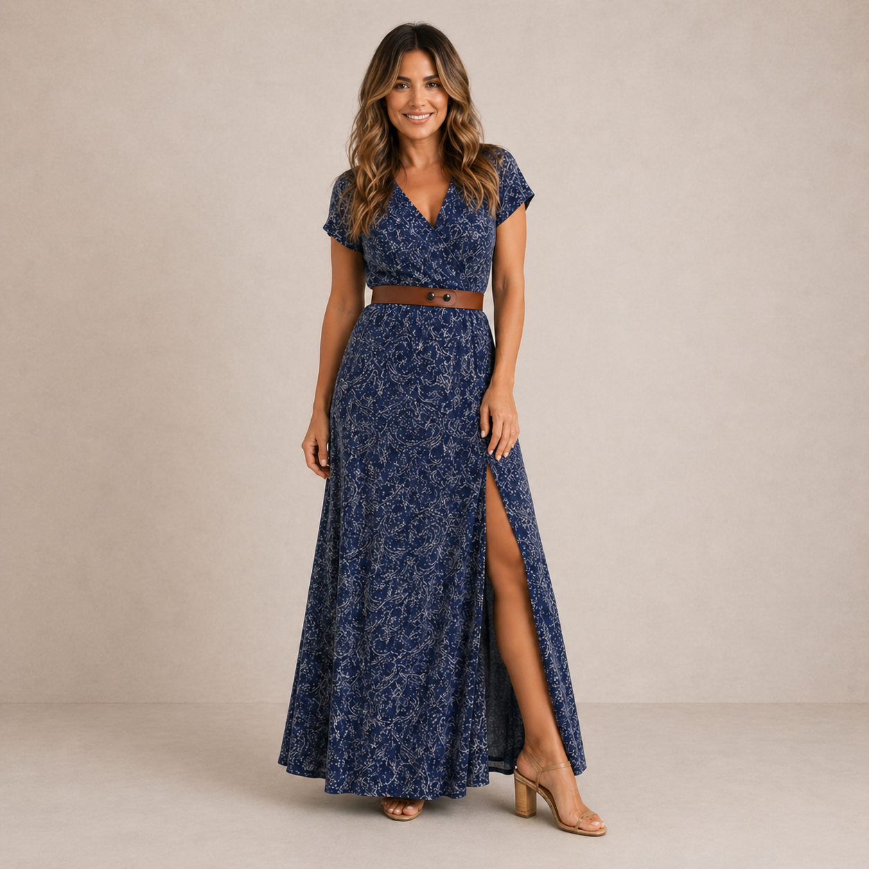 Sarisa™ | Gebloemde Buikcamouflerende Maxi Jurk + Riem