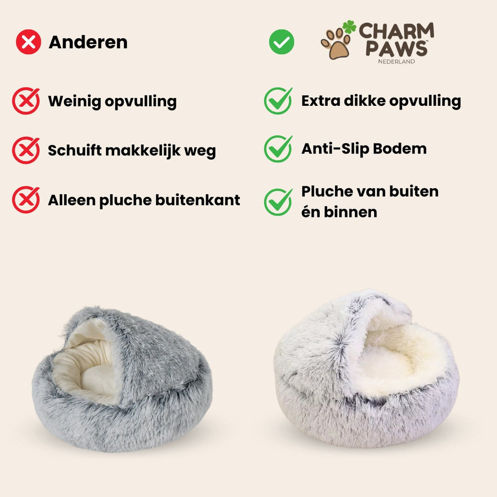 CharmPaws® Luxe Kalmerend Slaapnest - Voor Katten & Kleine Honden