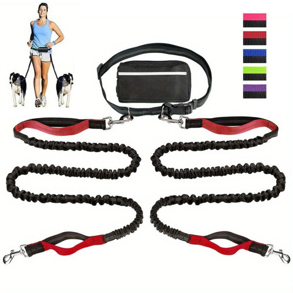 Handsfree Hondenriem Set voor om je Middel - Met 1 of 2 Riemen