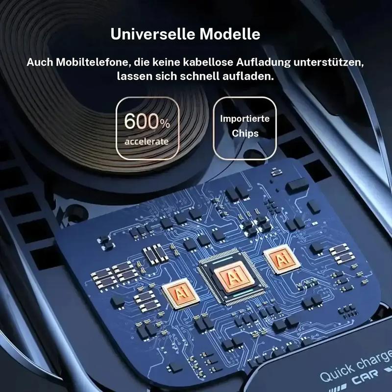 Draadloze autolader met ventilatieopening voor telefoonhouder, dashboardhouder met omgevingsverlichting, compatibel met iPhone- en Android-telefoons, autoaccessoires.