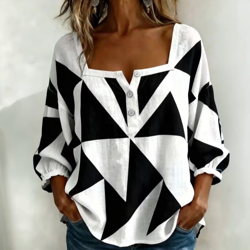 Beatrix | Comfortabele Geometrische Blouse