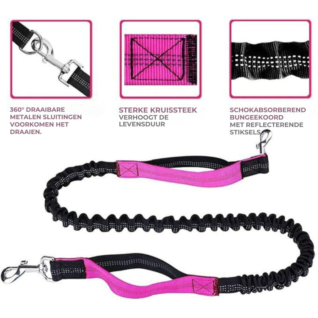 Handsfree Hondenriem Set voor om je Middel - Met 1 of 2 Riemen