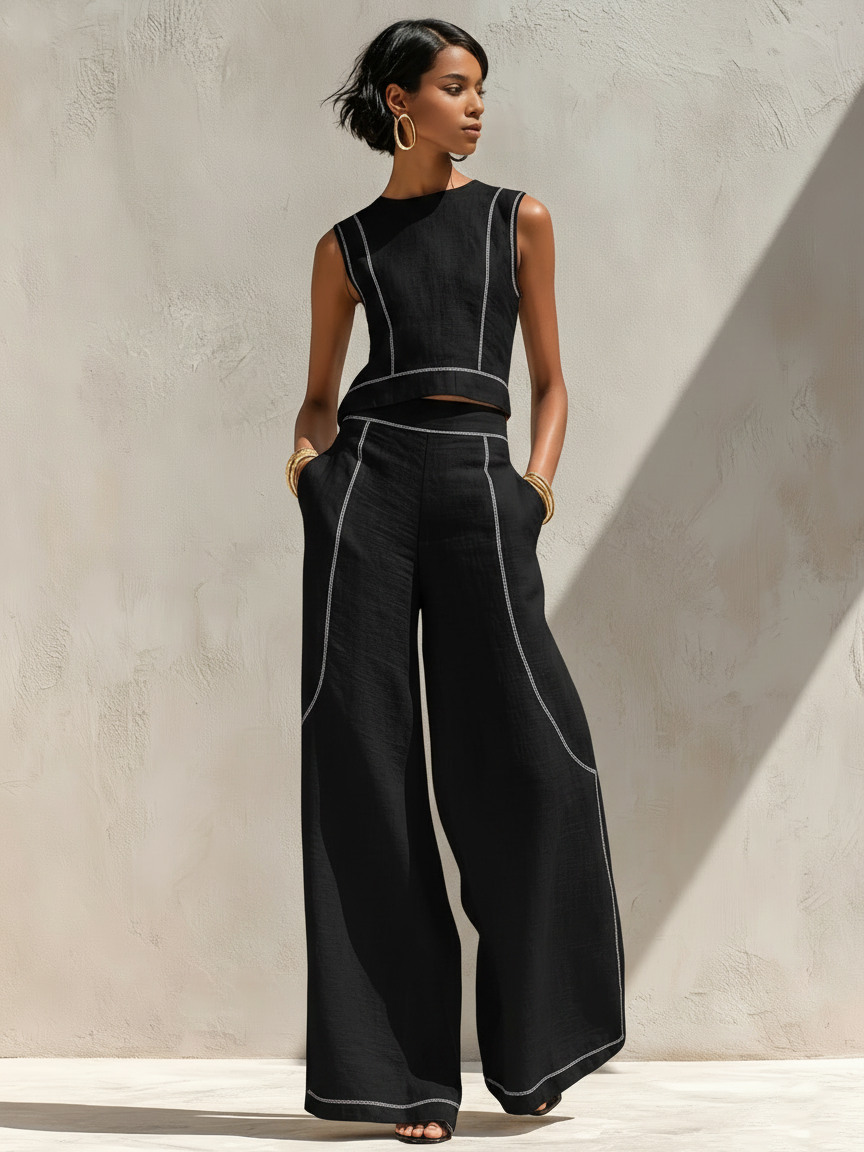 Ivonne | Elegante Set met Contraststiksels