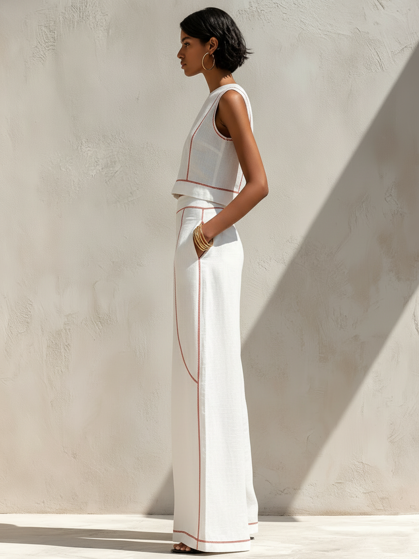 Ivonne | Elegante Set met Contraststiksels