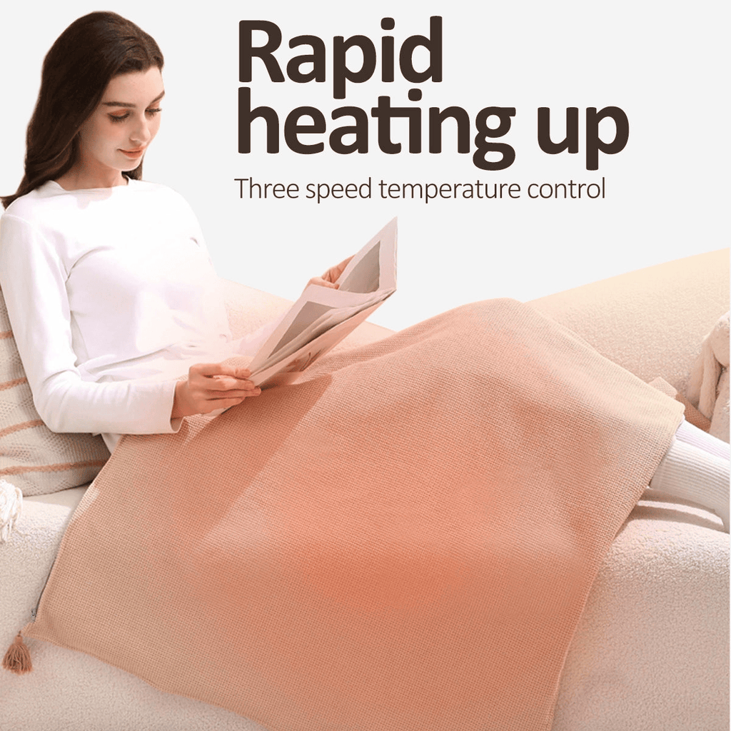 Draagbare zachte elektrische verwarmde deken met ritssluiting☀️Blijf de hele winter warm