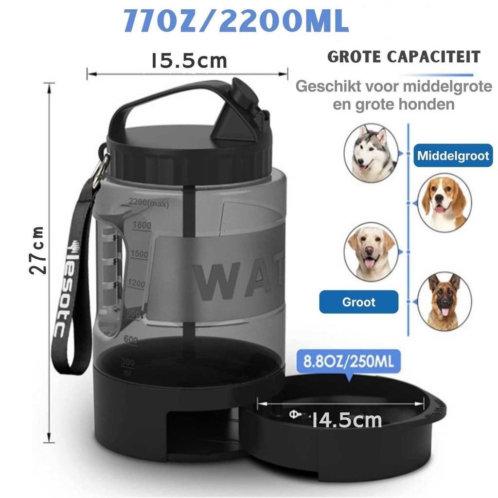 Hondenfles Groot 2,2 liter | Outdoor Drinkfles Dorstvrije Tochten