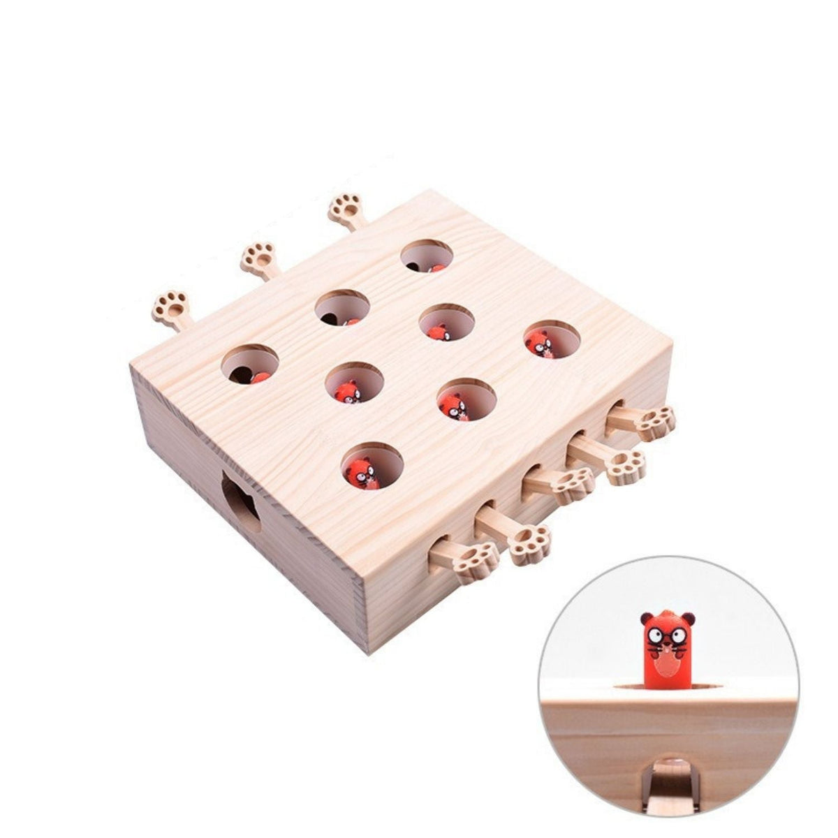 Whack-a-Mole/Mollenmeppen Hout | Uitdagend spel voor Katten