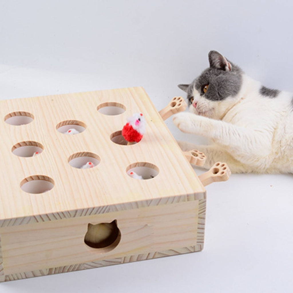 Whack-a-Mole/Mollenmeppen Hout | Uitdagend spel voor Katten