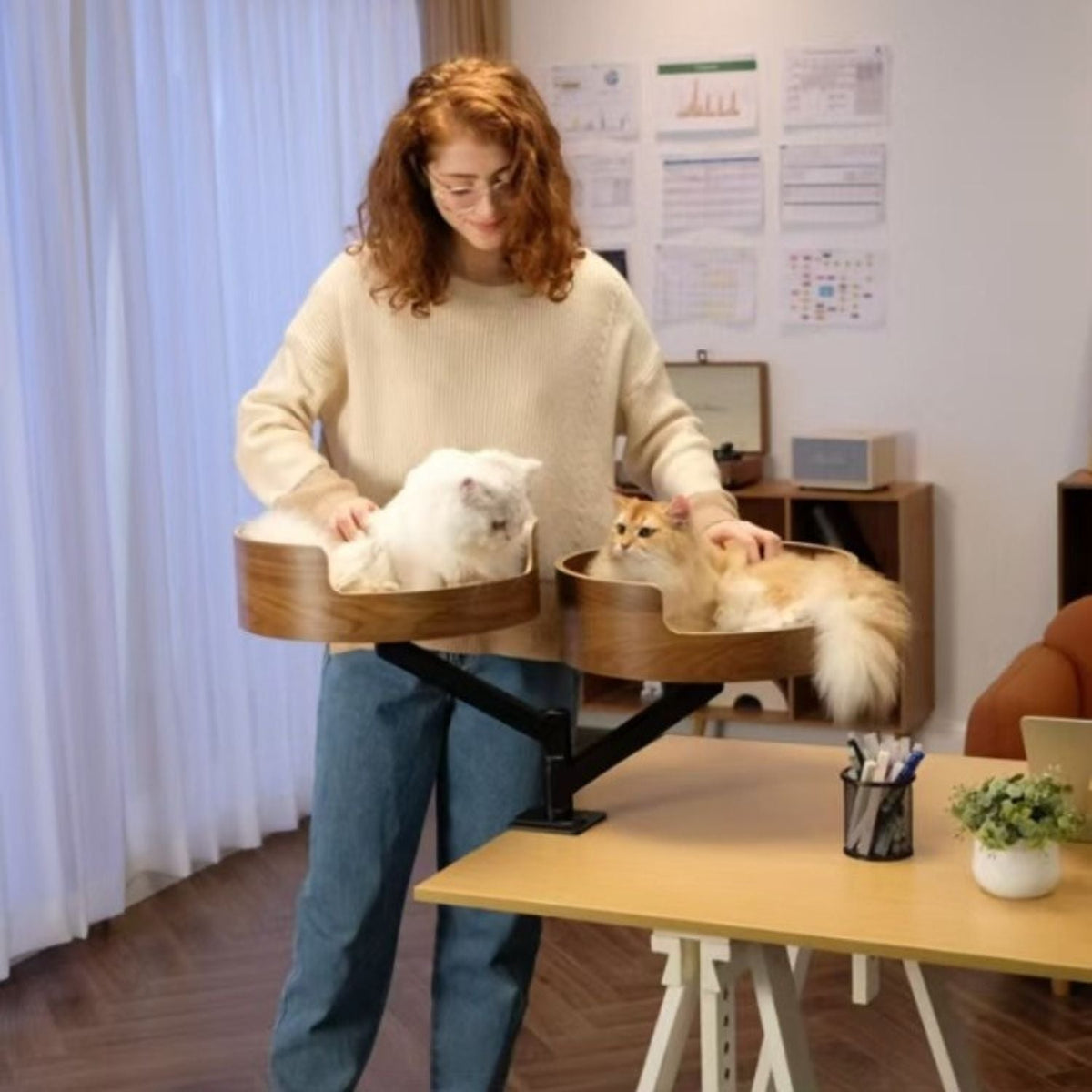 Bureau Kattenmand | Draaibaar, Verstelbaar & Dubbele Mand