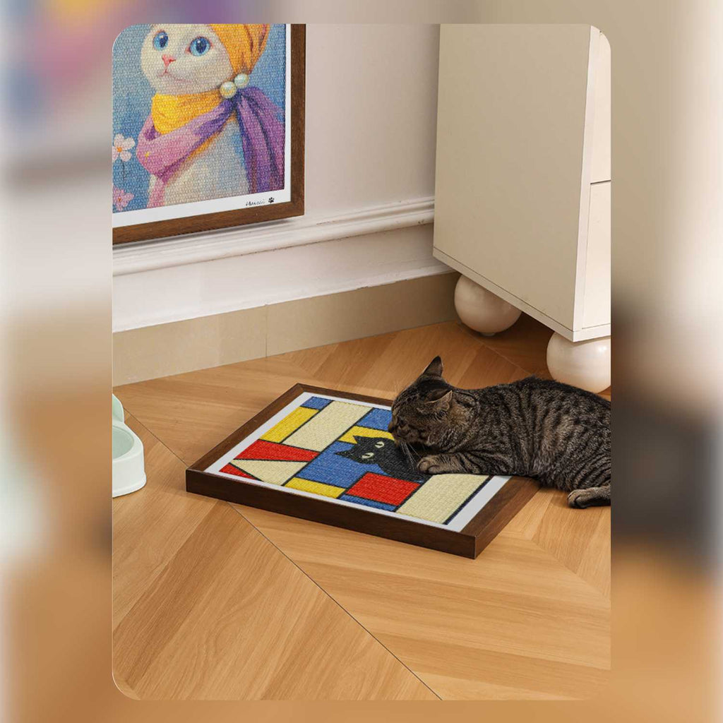 Kattenkrabplank Schilderij met Frame | Slijtvast Speel- & Decorstuk