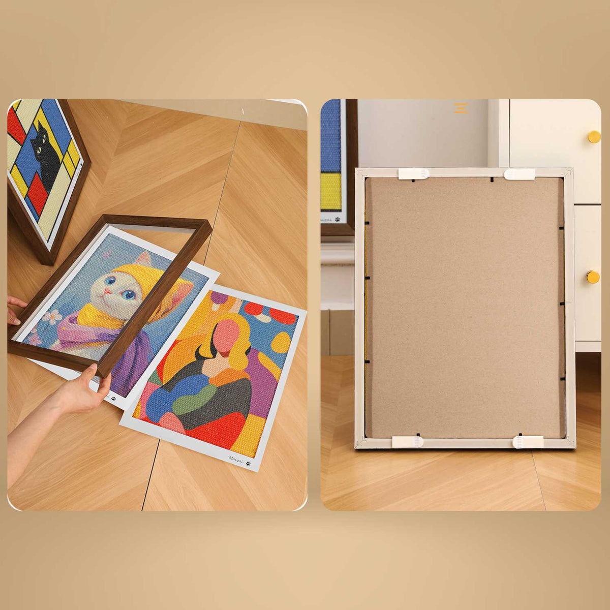 Kattenkrabplank Schilderij met Frame | Slijtvast Speel- & Decorstuk