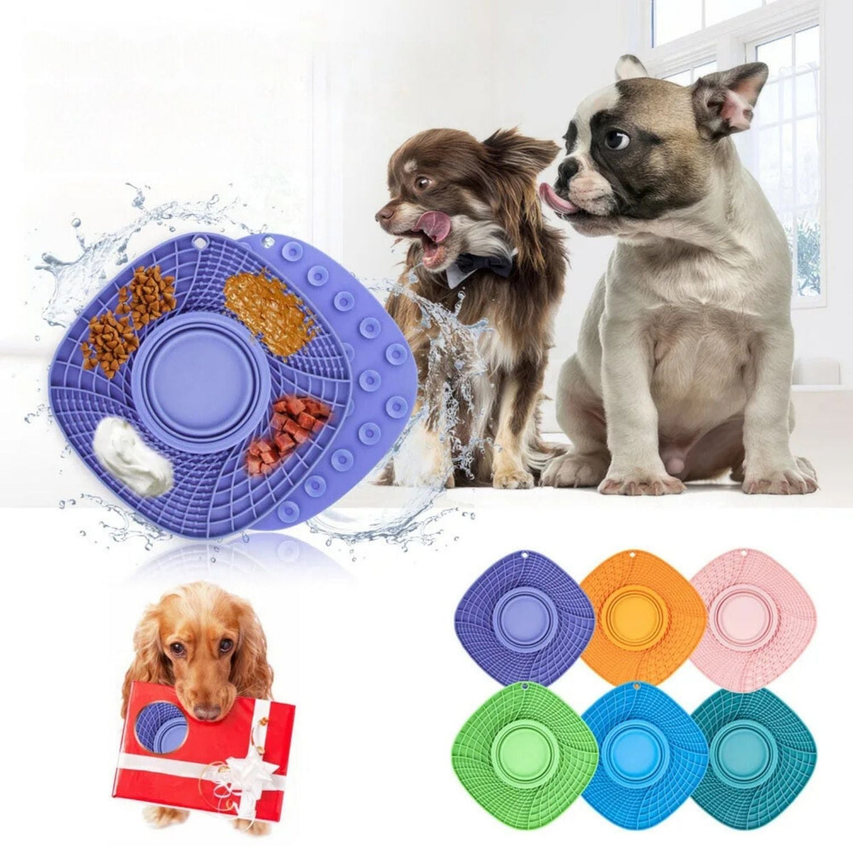 Siliconen Anti-Schrok Mat met Kom | Voorkom Schrokken voor Honden en Katten