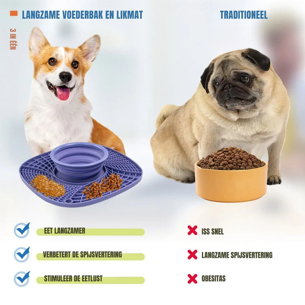Siliconen Anti-Schrok Mat met Kom | Voorkom Schrokken voor Honden en Katten