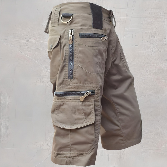 Heren outdoor shorts met 8 zakken – Duurzaam katoen & verstelbare taille – Perfect voor wandelen, vissen en reizen 🌲