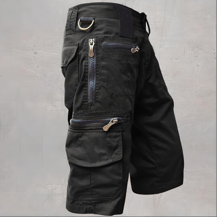 Heren outdoor shorts met 8 zakken – Duurzaam katoen & verstelbare taille – Perfect voor wandelen, vissen en reizen 🌲