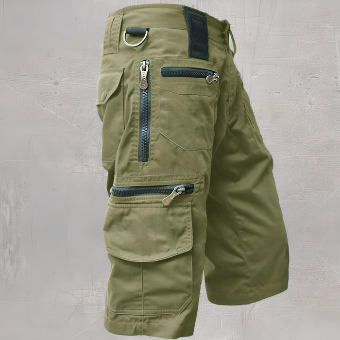 Heren outdoor shorts met 8 zakken – Duurzaam katoen & verstelbare taille – Perfect voor wandelen, vissen en reizen 🌲