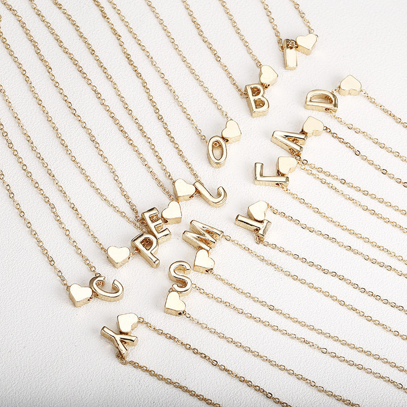 Kleine Halsketting met Gouden Hart en Letter