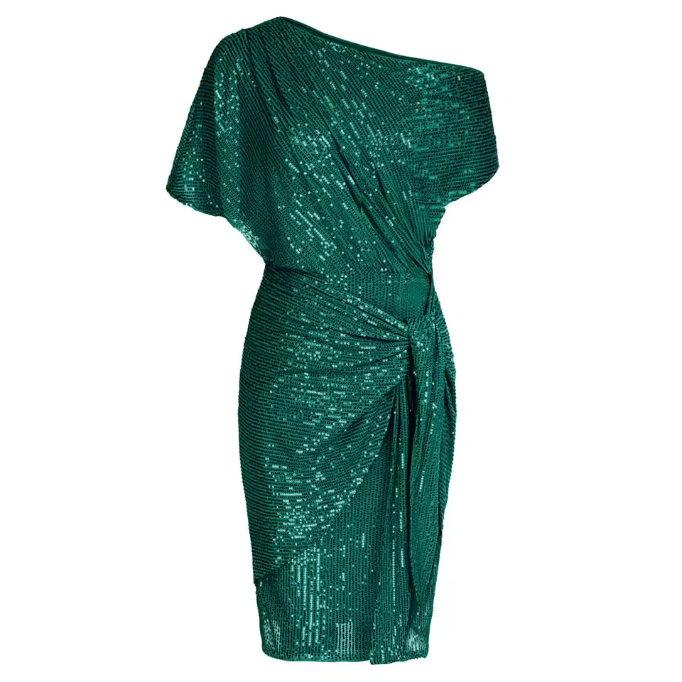 Elya™ | Elegante Pailletten Jurk met Buik bedekking