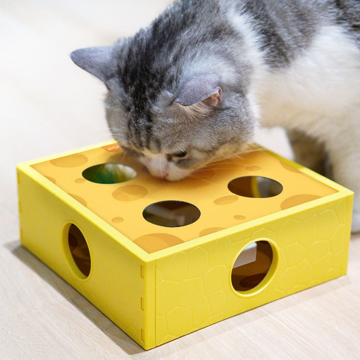 Slimme Kaasdoos Kattenspeelgoed | Interactief Jaagspeelgoed met Draaiend Veertje