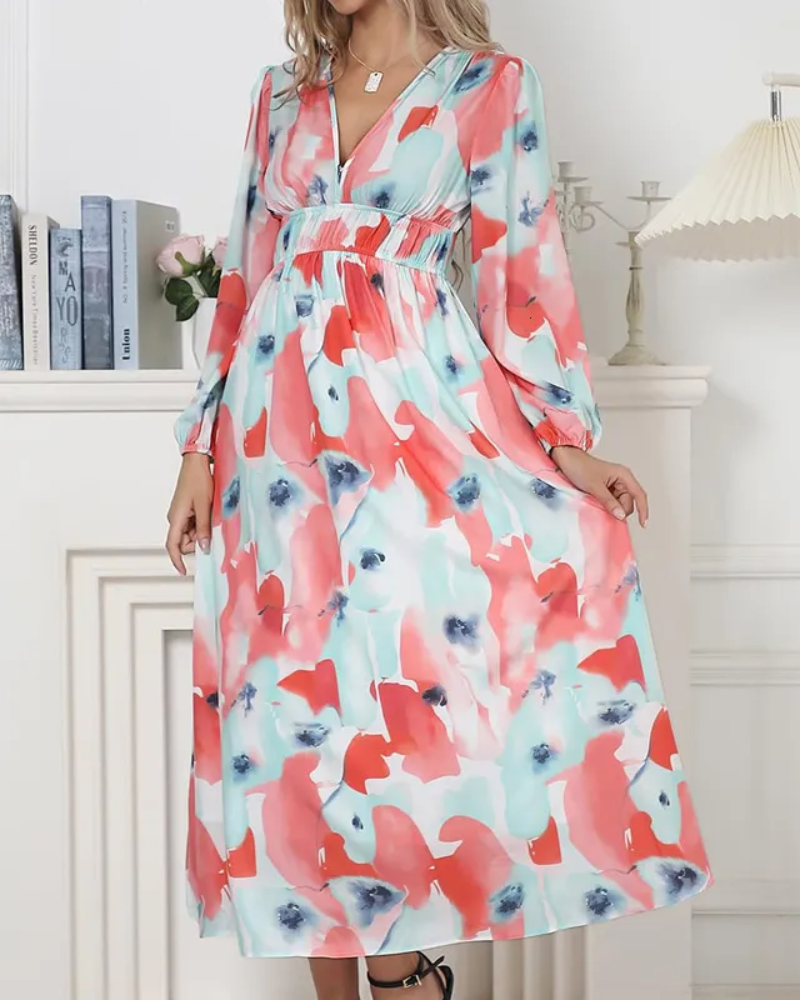 Celine | Vrouwelijke Jurk met Bloemmotief
