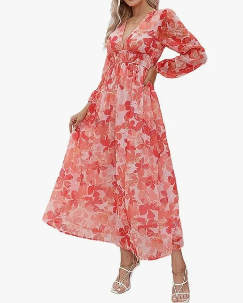 Celine | Vrouwelijke Jurk met Bloemmotief