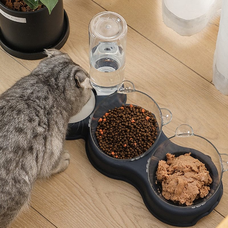 Voerbak en waterdispenser voor katten en kleine honden 3-in-1