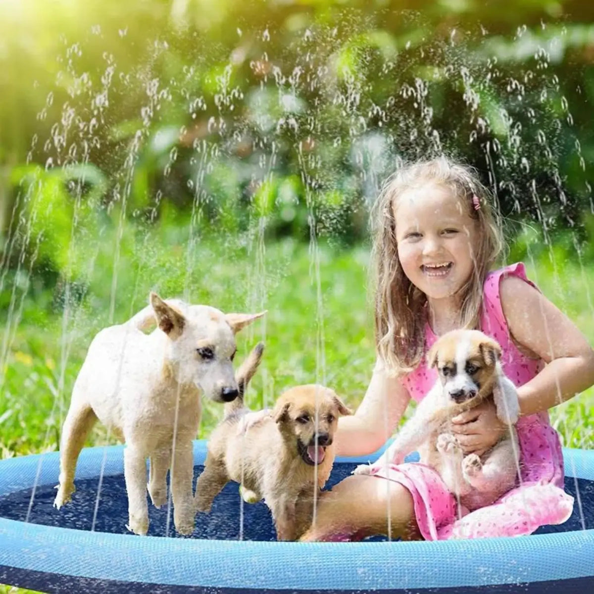 Water spray mat: speelbad met fontein voor honden en kinderen