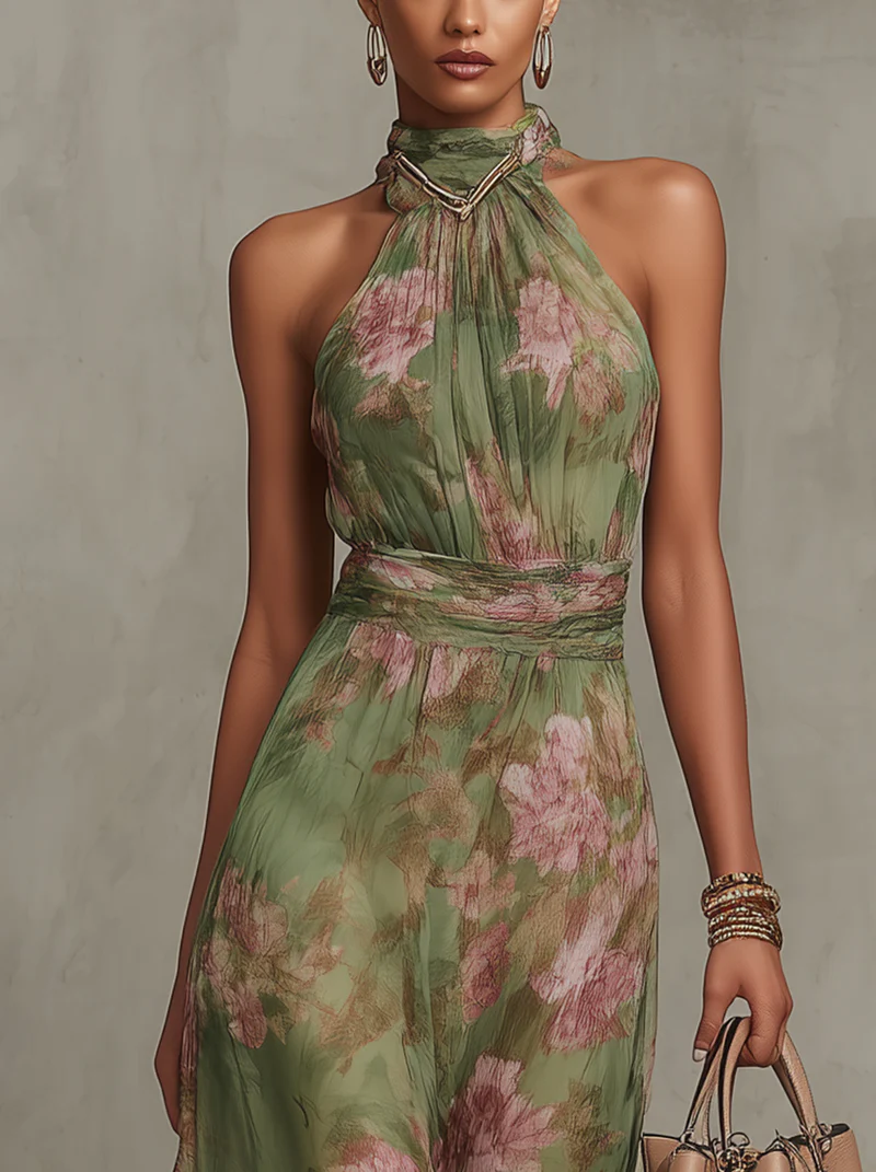 Livia | Maxidress Halter Bloemig Elegant