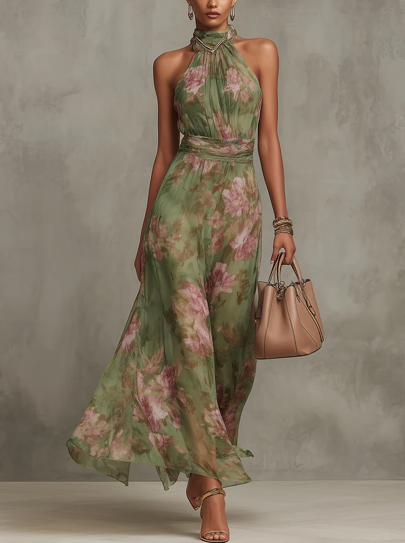 Livia | Maxidress Halter Bloemig Elegant