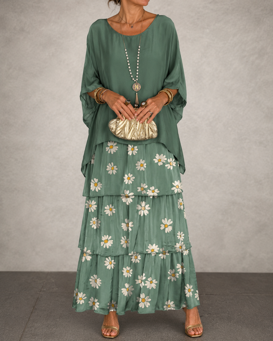 Amélie™ | Elegante Buikbedekkende Chiffon Maxi Jurk