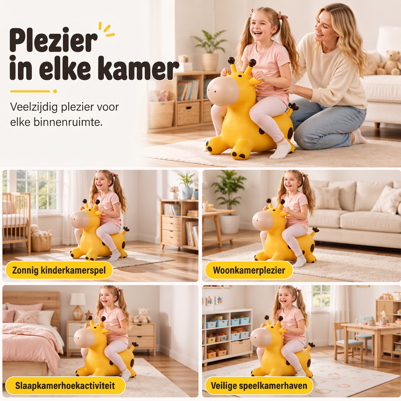 🦒🎵 Muzikale Opblaasbare Rijgiraffe voor Kinderen – Speels Springplezier & Muziek – 50% KORTING