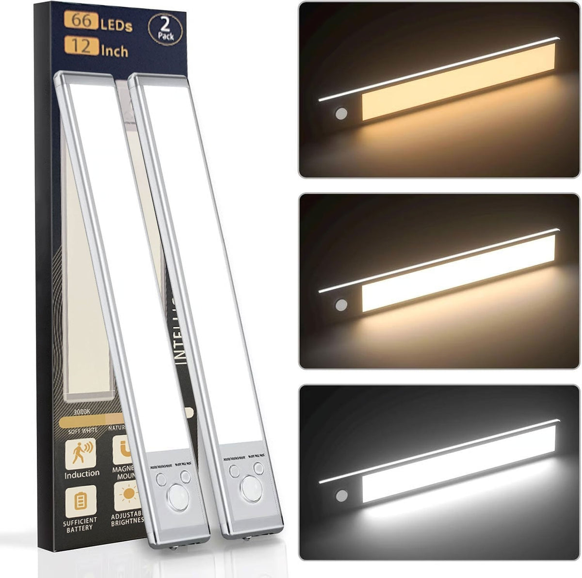 🏆 Hot Sale - 50% KORTING 🔥3-kleuren verlichting Punch-free Smart Sensor magnetische oplaadbare LED-lampjes