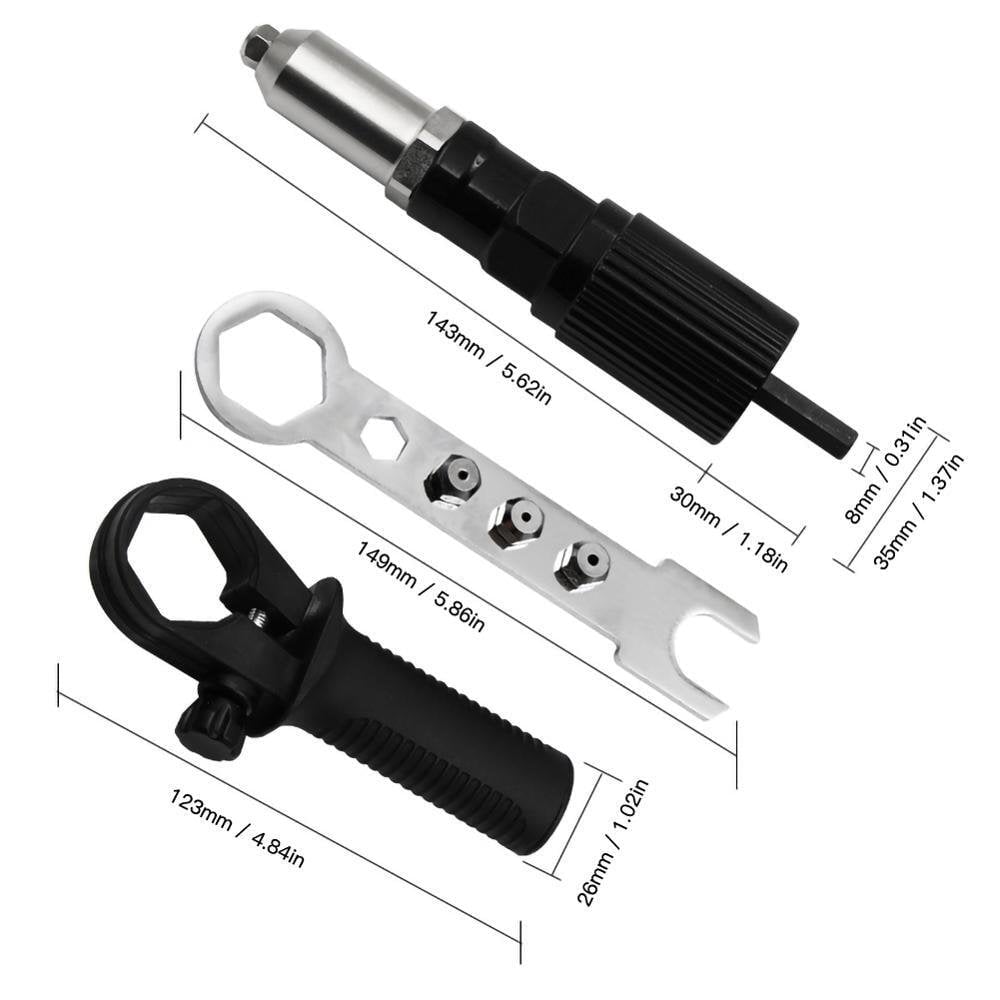 🔥Nieuw binnen 50% KORTING🎁 Professionele klinknagelpistooladapterset met 4 verschillende bijpassende mondstukbouten