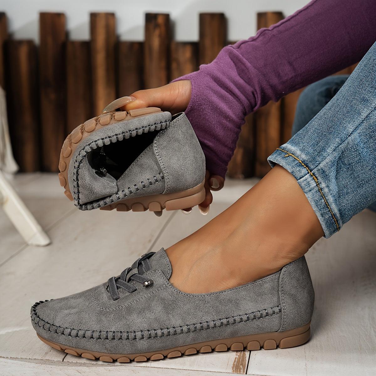 Catarina - Suède Mocassins