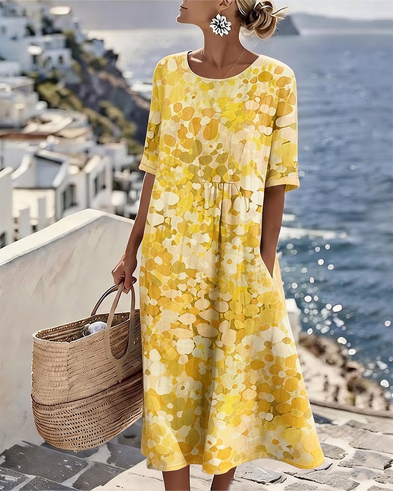 Elena™ | Buikcamouflerende Bloemen Midi Jurk