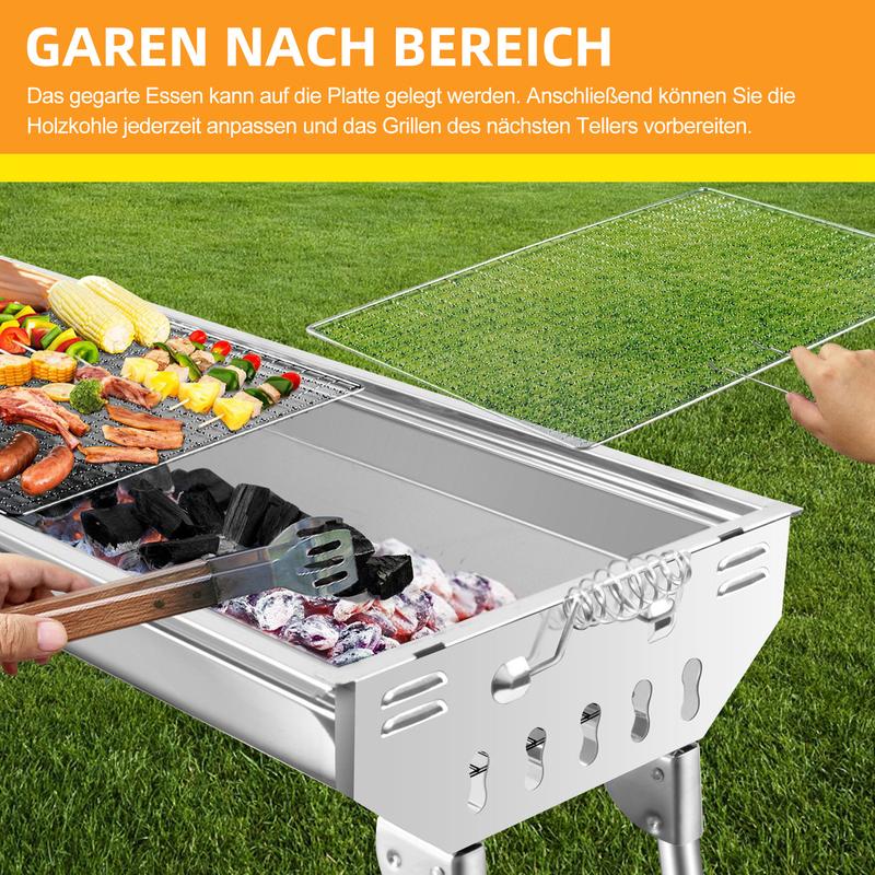 🟔 50% KORTING! 🍖 Opvouwbare buitenbarbecue van roestvrij staal – Compact, duurzaam en perfect voor kamperen, in de tuin en barbecuefeestjes 🏕️