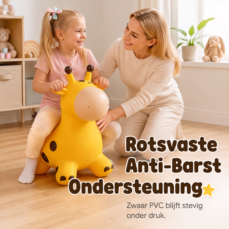 🦒🎵 Muzikale Opblaasbare Rijgiraffe voor Kinderen – Speels Springplezier & Muziek – 50% KORTING