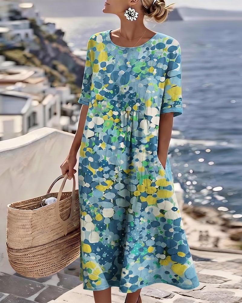 Elena™ | Buikcamouflerende Bloemen Midi Jurk