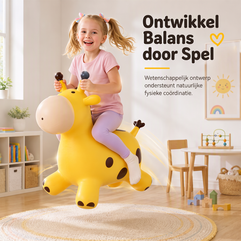 🦒🎵 Muzikale Opblaasbare Rijgiraffe voor Kinderen – Speels Springplezier & Muziek – 50% KORTING